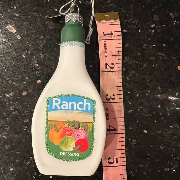 New Cody Foster & Co Ranch Dressing Bottle Glass Christmas Ornament - Picture 3 of 5
